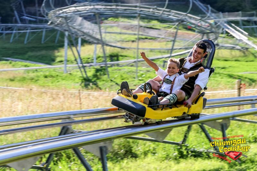 Ride on a two-seater toboggan